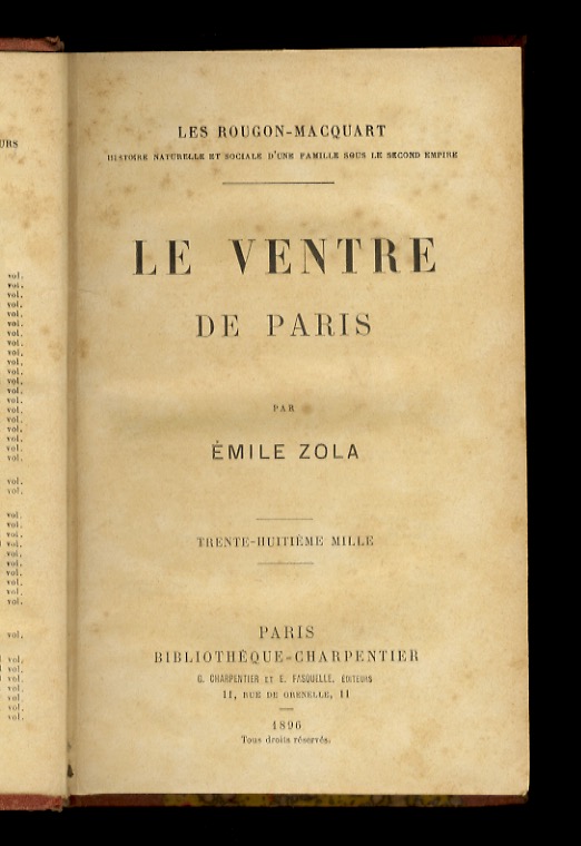 Le ventre de Paris. Trente-huitieme mille.