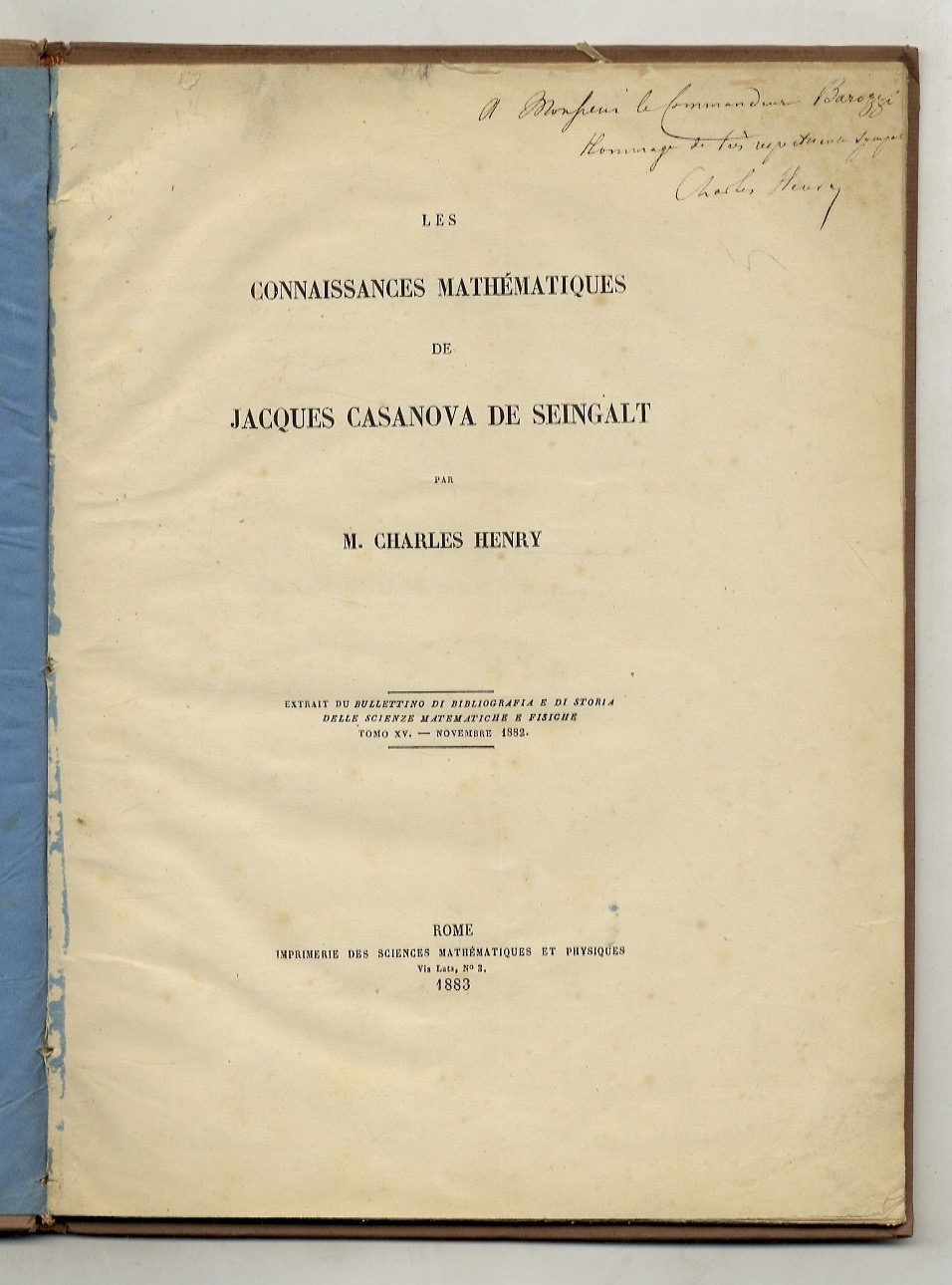 Les connaisances mathématiques de Jacques Casanova de Seingault [.] Extrait …