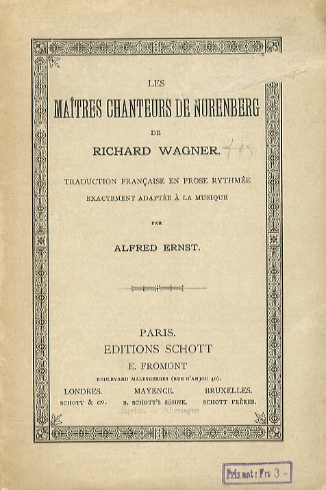 Les Maîtres Chanteurs de Nürenberg de R. Wagner. (Opéra en …