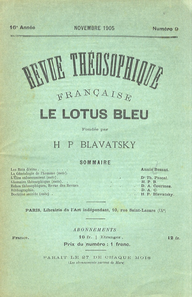 Les Rois divins. (In: “Le Lotus bleu”. Revue théosophique française, …