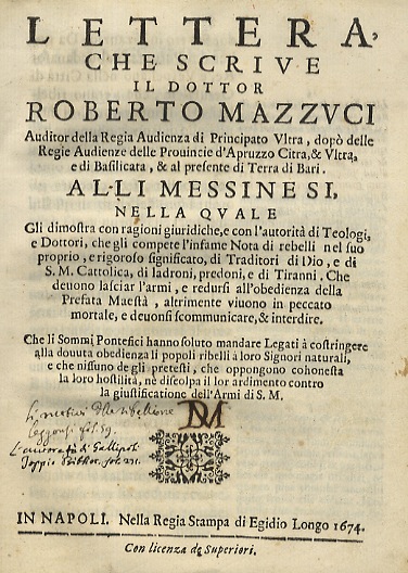 Lettera che scrive il dottor Roberto Mazzuci auditor della regia …