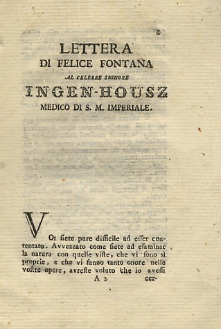 Lettera II di Felice Fontana. [Lettera di Felice Fontana al …