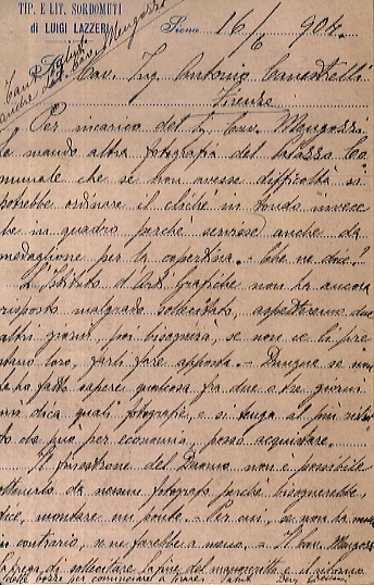 Lettera manoscritta autografa, firmata, stesa su una facciata d'un biglietto …