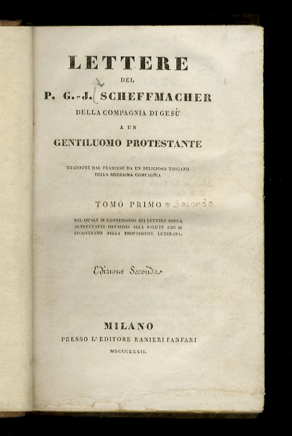 Lettere del p. G.-J. Scheffmacher della Compagnia di Gesù a …