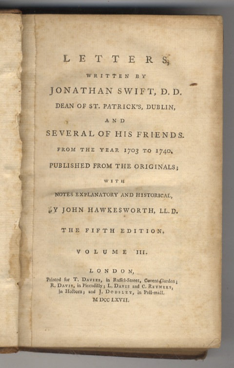Letters, written by Jonathan Swift, D.D. Dean of St. Patrick's, …