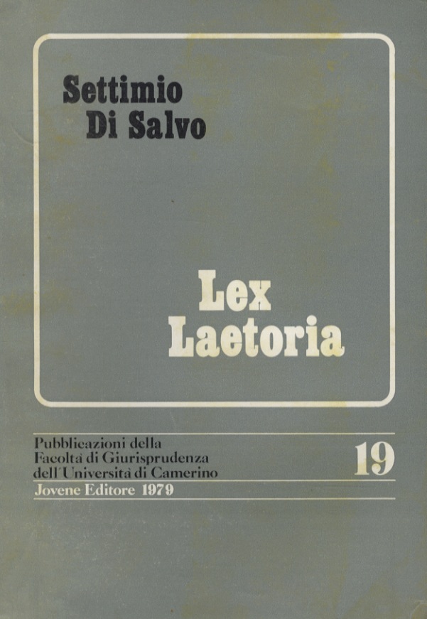 «Lex Laetoria». Minore età e crisi sociale tra il III …