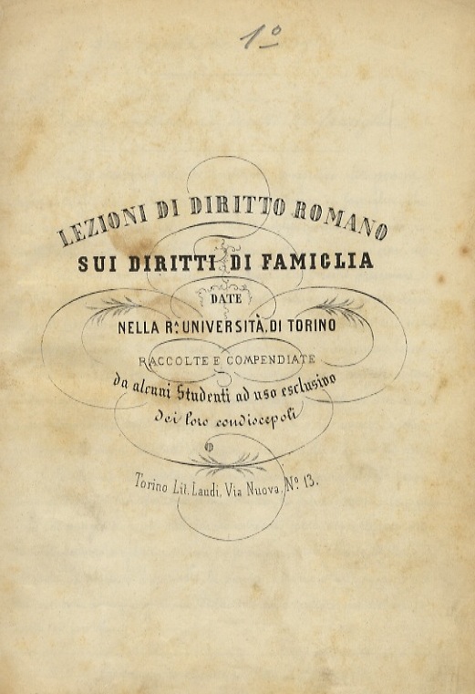 LEZIONI di diritto romano sui diritti di famiglia date nella …