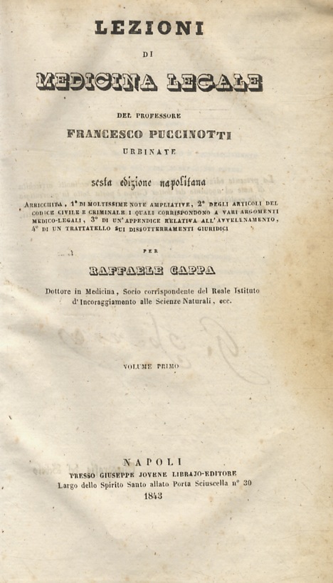Lezioni di medicina legale del professore Francesco Puccinotti [.] sesta …
