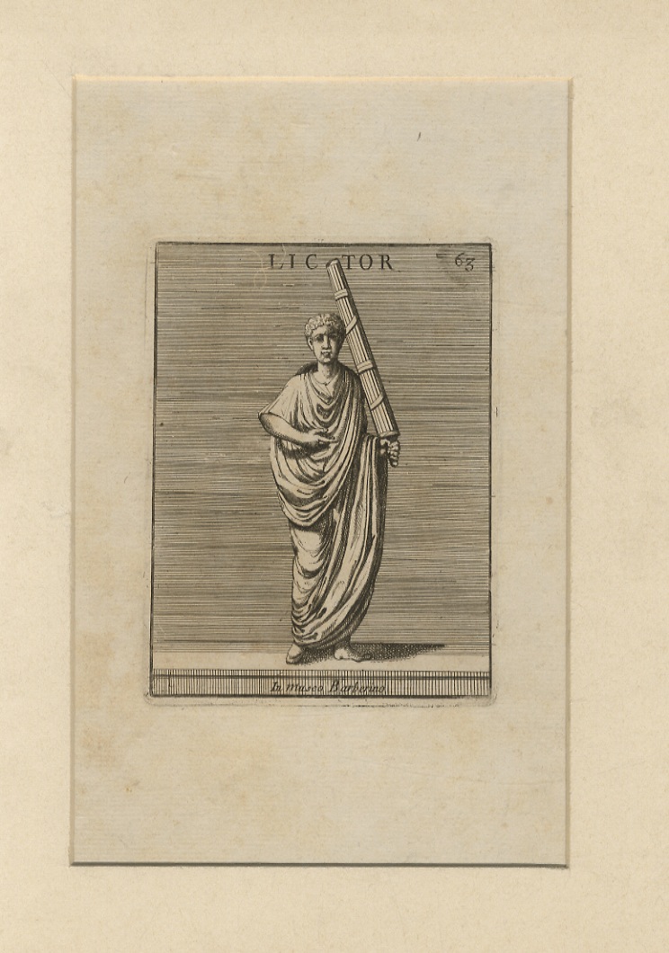 Lictor. (Littore romano in toga ritratto a figura intera, frontale: …