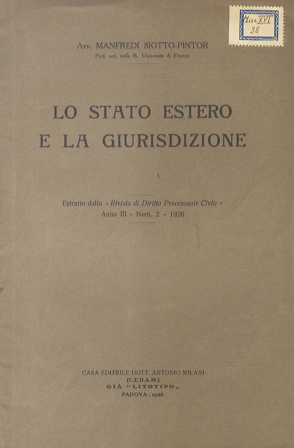 Lo Stato estero e la giurisdizione. Unito: Quelques aperçus sur …