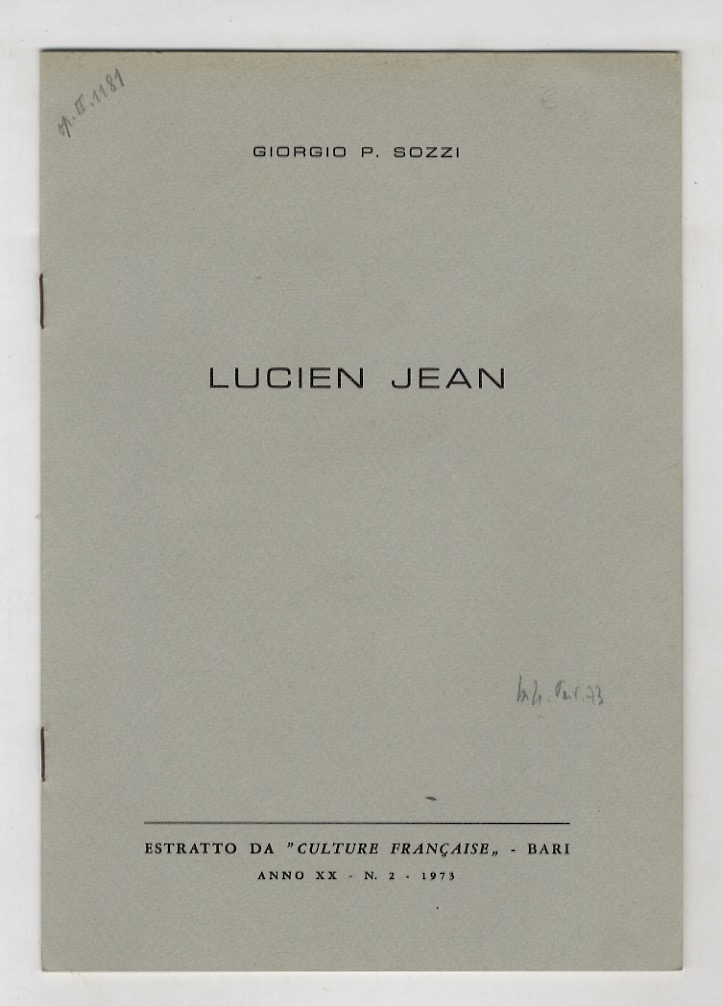 Lucien Jean. Estratto da "Culture française". Anno XX. N. 2. …