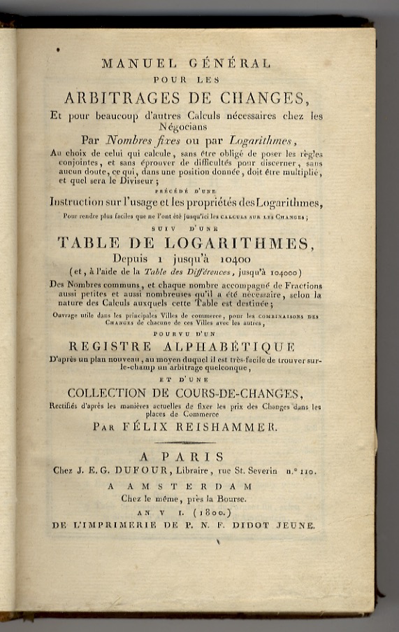 Manuel général pour les arbitrages de changes, et pour beaucoup …