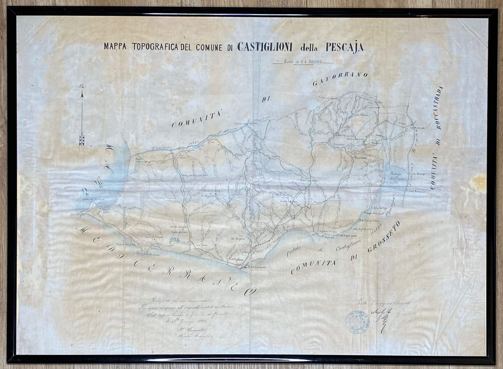 MAPPA topografica del comune di Castiglioni della Pescaja. Scala di …