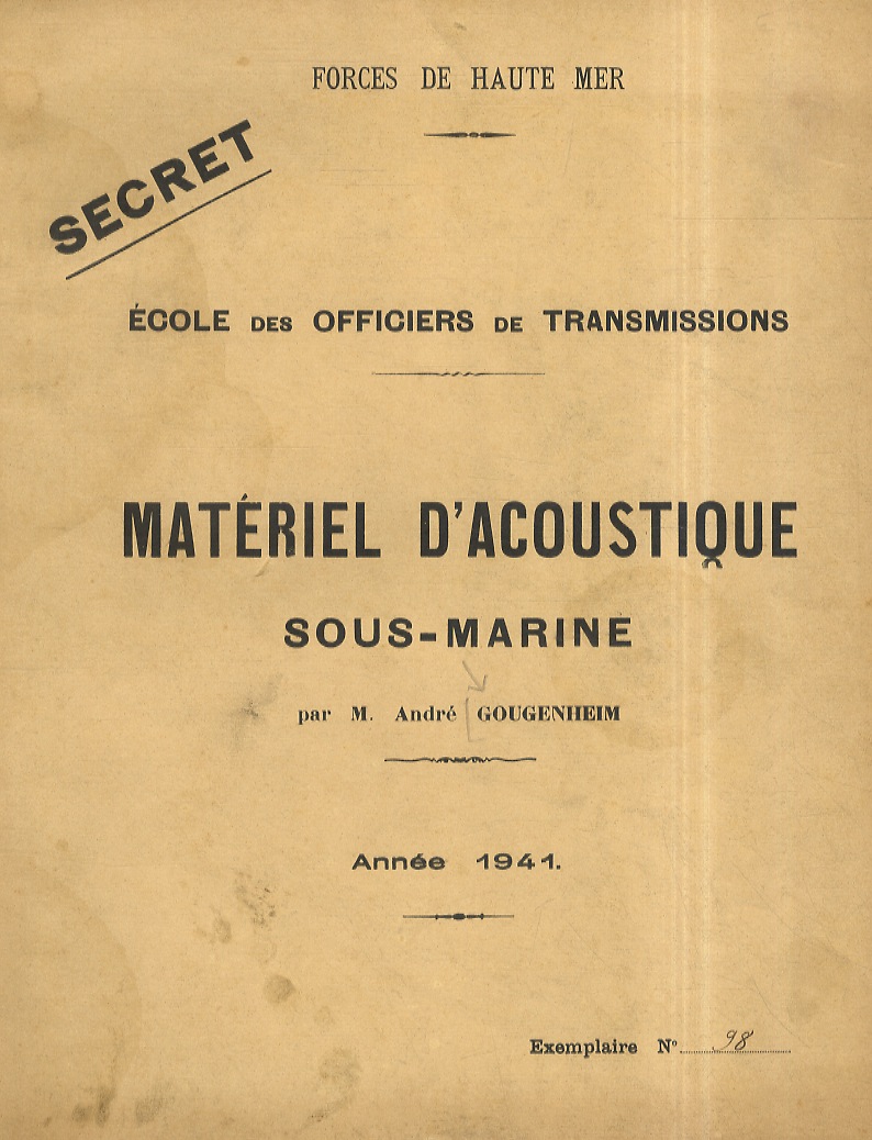 Matériel d'acoustique sous-marine. Année 1941.