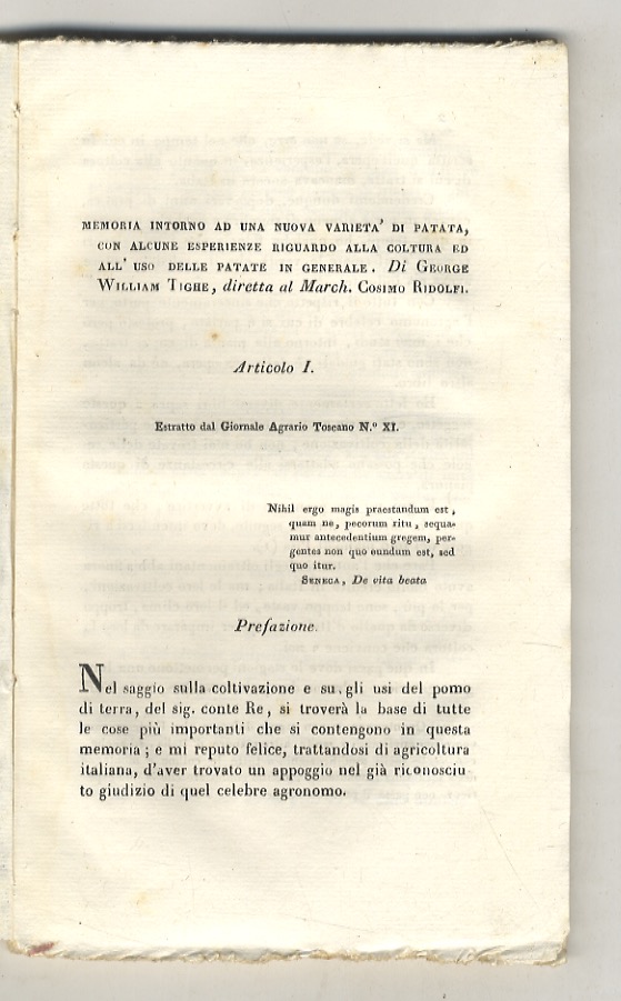 [Memoria intorno ad una nuova varietà di patata con alcune …