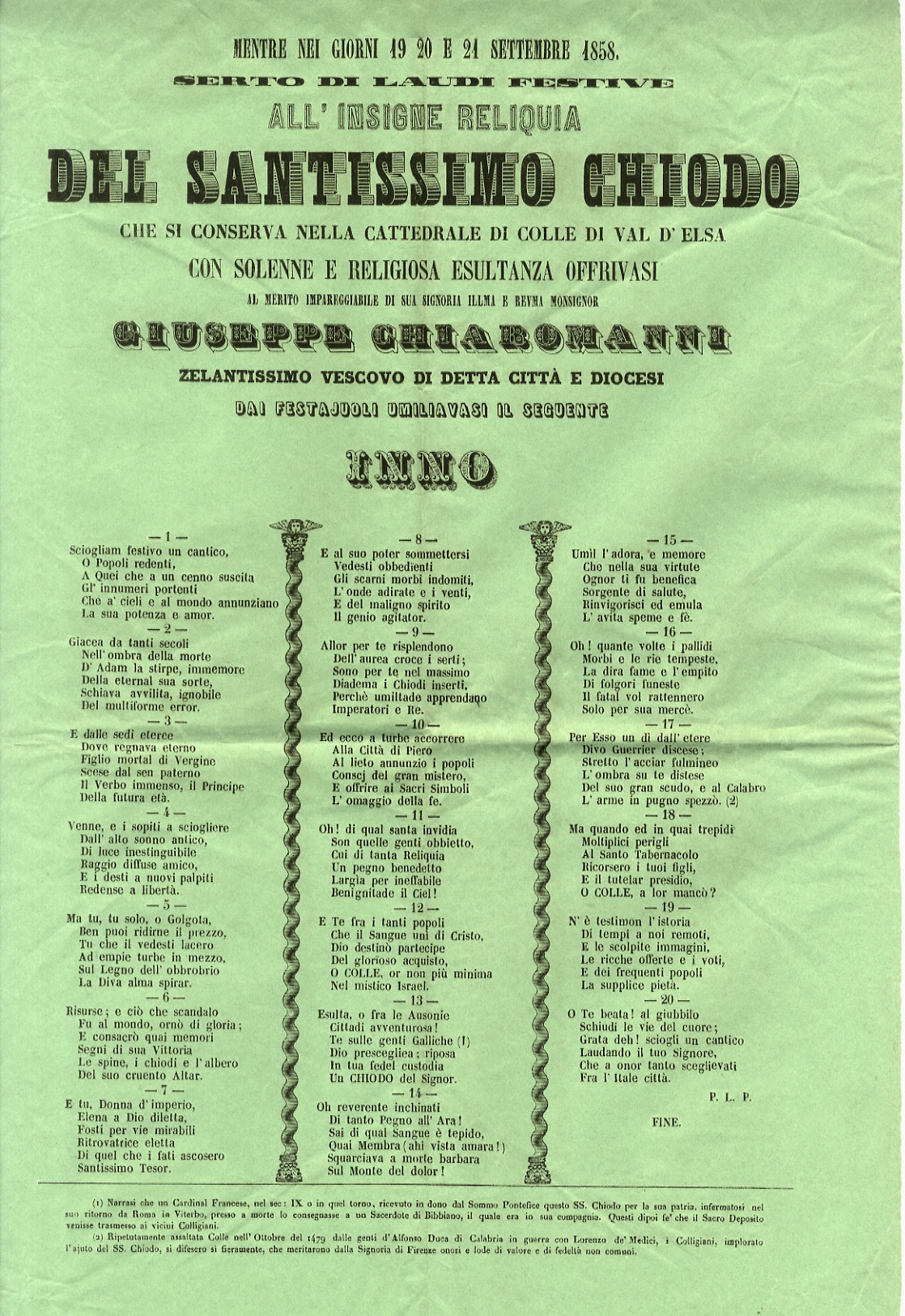 MENTRE nei giorni 19, 20 e 21 settembre 1858, serto …