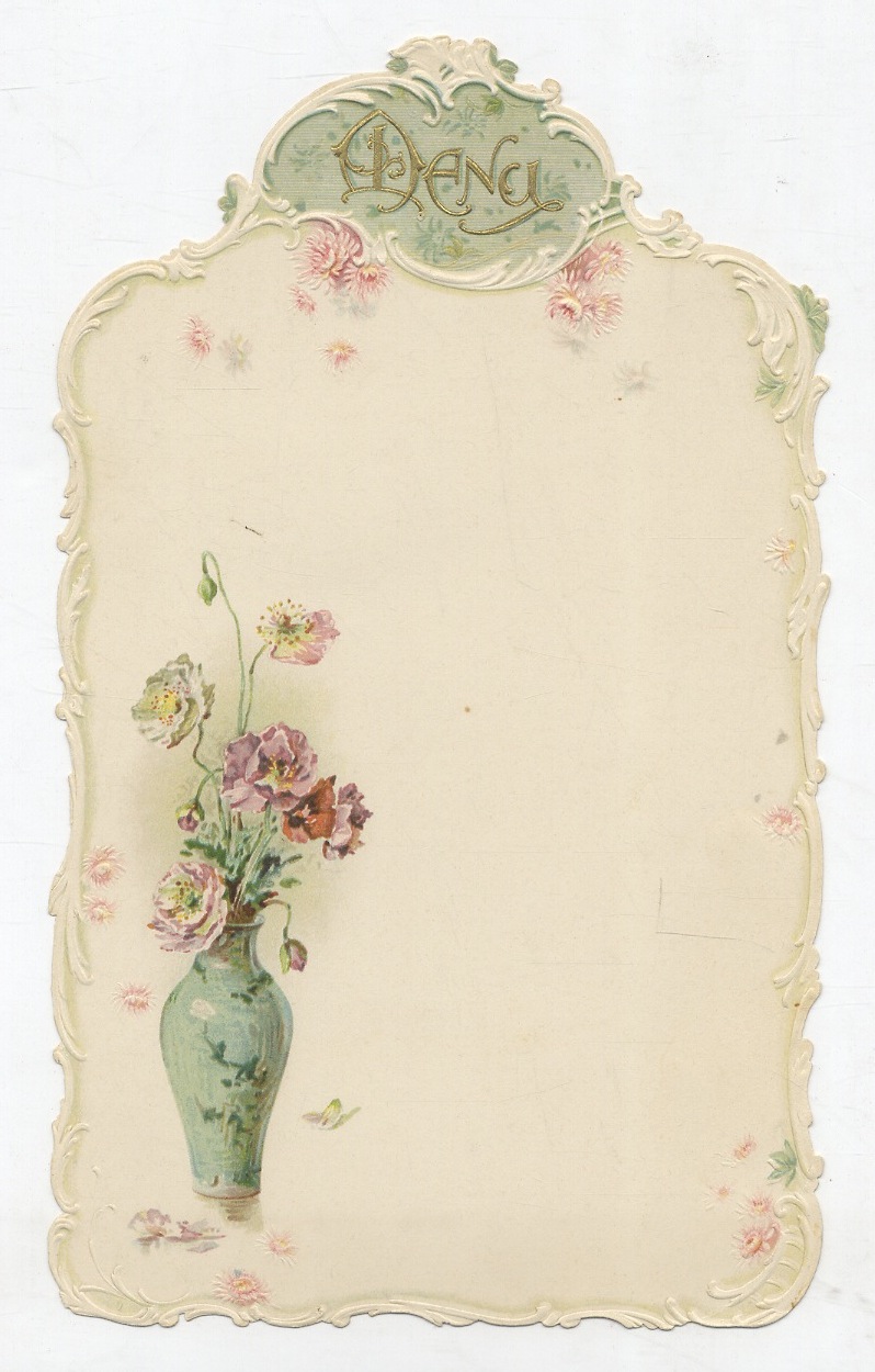 MENÙ. Cartoncino in cromolitografia, concepito per contenere un menù, databile …