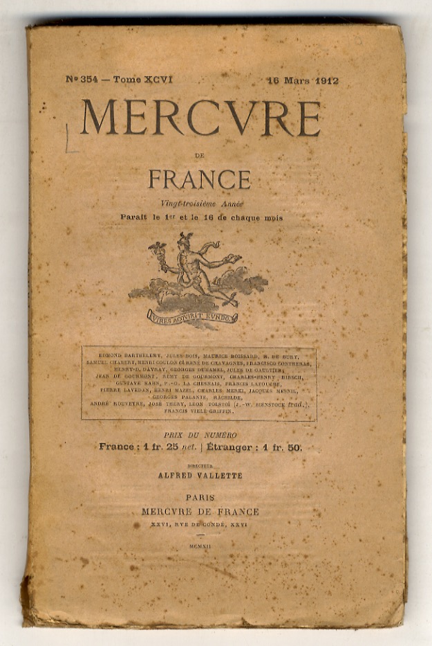 Mercure de France. N. 354. Tome XCVI. 16 Mars 1912.