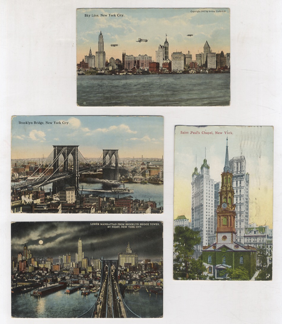 [NEW YORK, cartoline]. Lotto di 17 cartoline viaggiate, raffiguranti edifici …