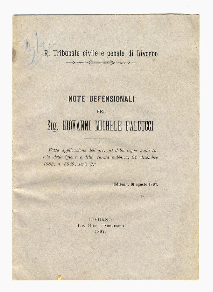 Note defensionali pel Sig. Giovanni Michele Falcucci.