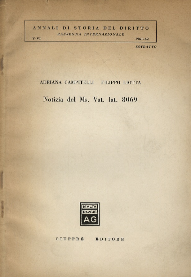 Notizia del Ms. Vat. lat. 8069.