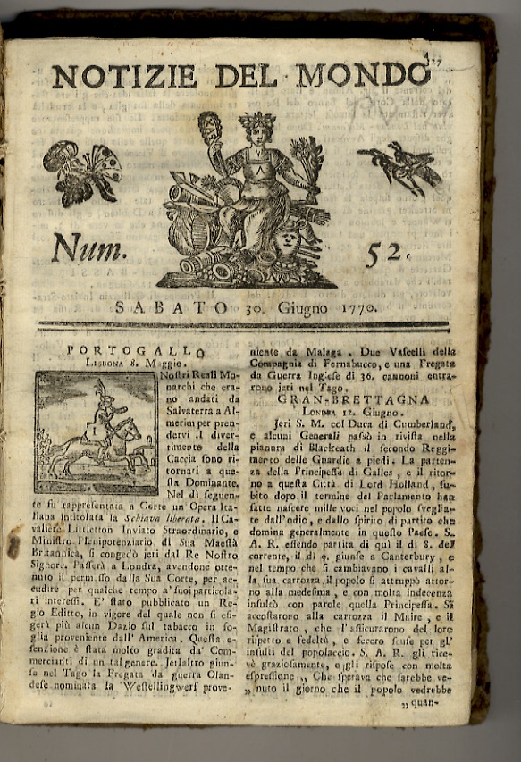 NOTIZIE del mondo. Di questo protogiornale settecentesco fiorentino disponiamo del …