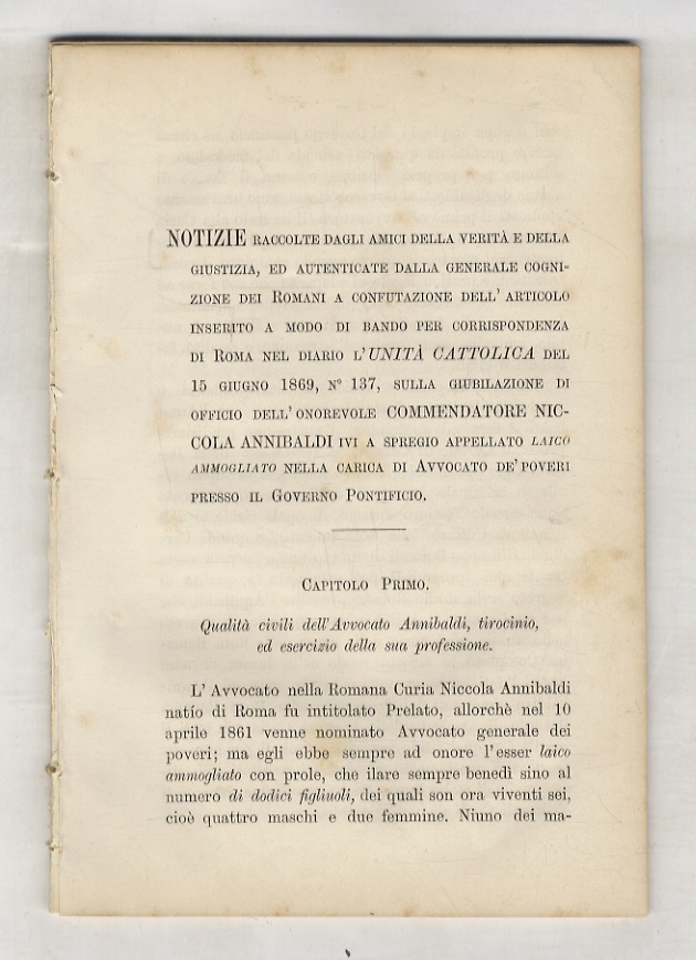 NOTIZIE raccolte dagli amici della verità e della giustizia ed …