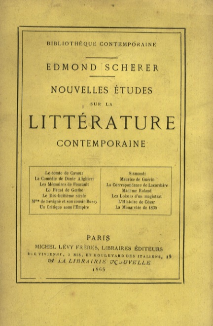 Nouvelles études sur la littérature contemporaine. (Le comte de Cavour …