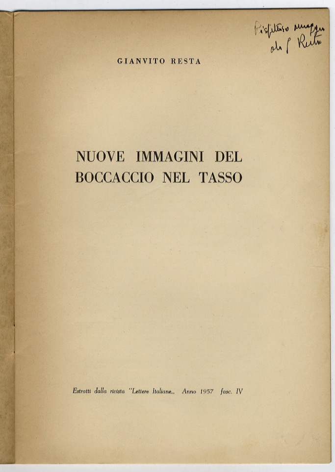 Nuove immagini del Boccaccio nel Tasso.