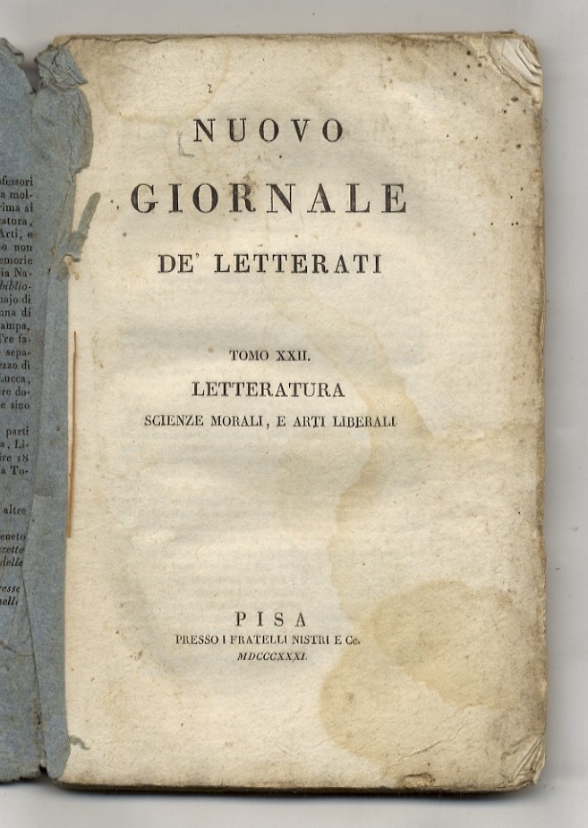 NUOVO giornale de' letterati. N. 55: gennajo e febbraio 1831. …