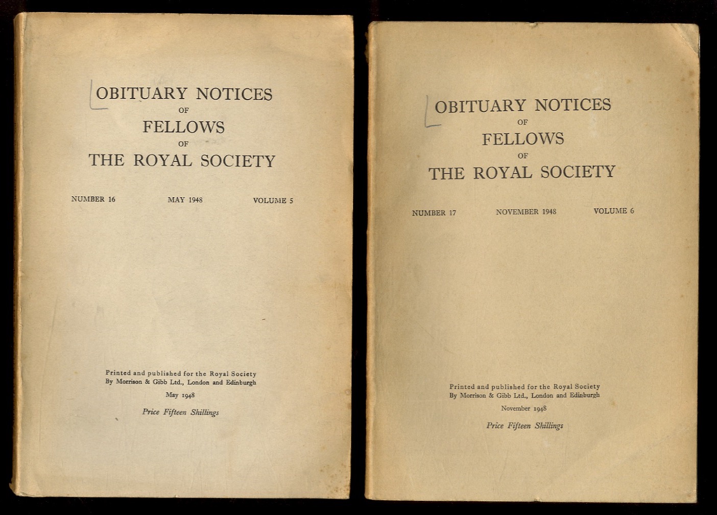 OBITUARY notices of Fellows of the Royal Society. Number 16. …