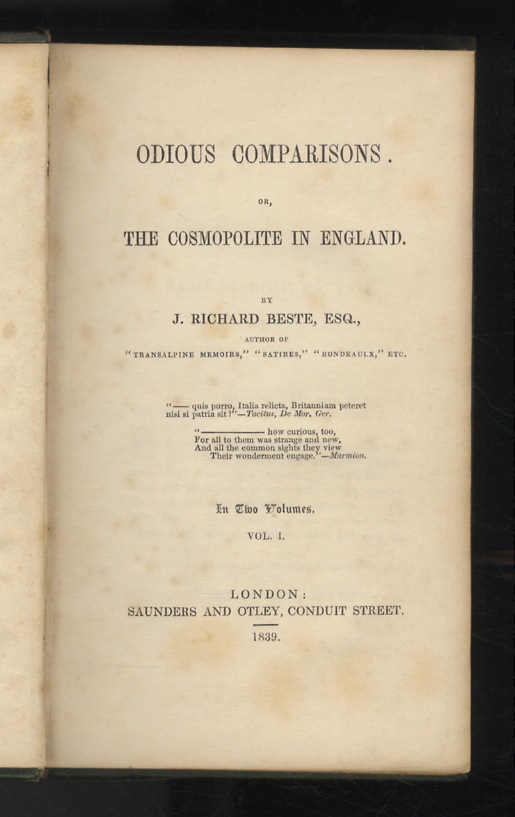 Odious comparisons: or, the Cosmopolite in England [.] In two …