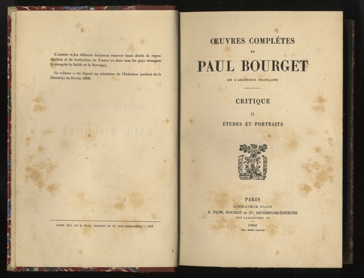 Oeuvres complètes. Critique. II: études et portraits.