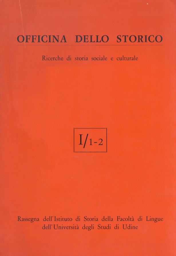 OFFICINA dello storico. Ricerche di storia sociale e culturale. I/1-2.