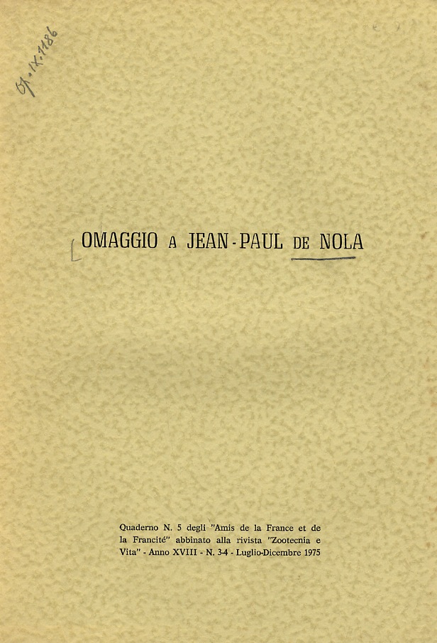 OMAGGIO a Jean-Paul de Nola. Quaderno n. 5 degli “Amis …