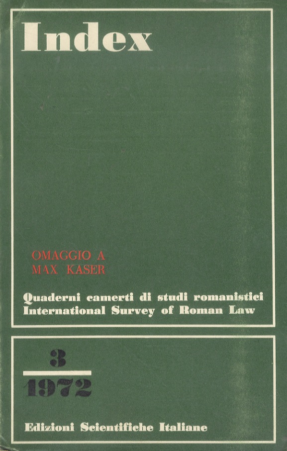 Omaggio a Max Kaser. “Index”, Quaderni camerti di studi romanistici …