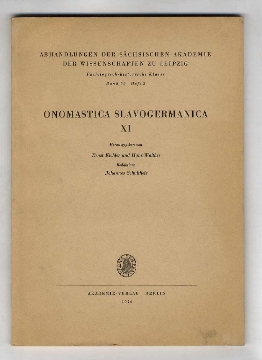 Onomastica Slavogermanica XI. Herausgegeben von Ernst Eichler und Hans Walther. …