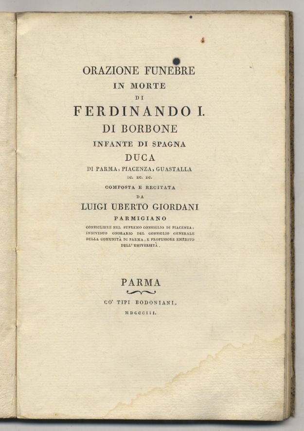 Orazione funebre in morte di Ferdinando I di Borbone infante …