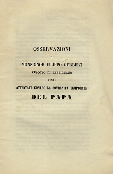 Osservazioni di monsignor Filippo Gerbert vescovo di Perpignano sugli attentati …