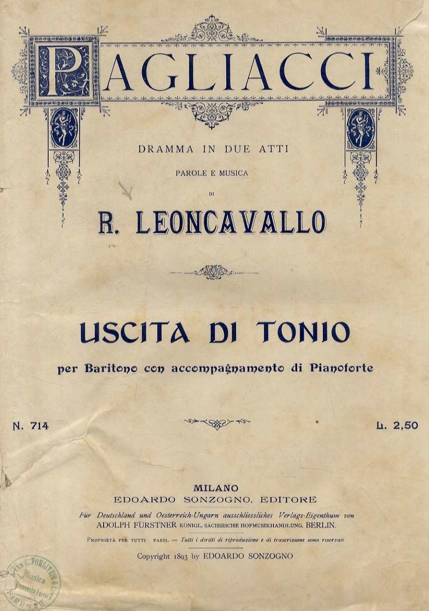 Pagliacci. Dramma in due atti. Parole e musica di R. …