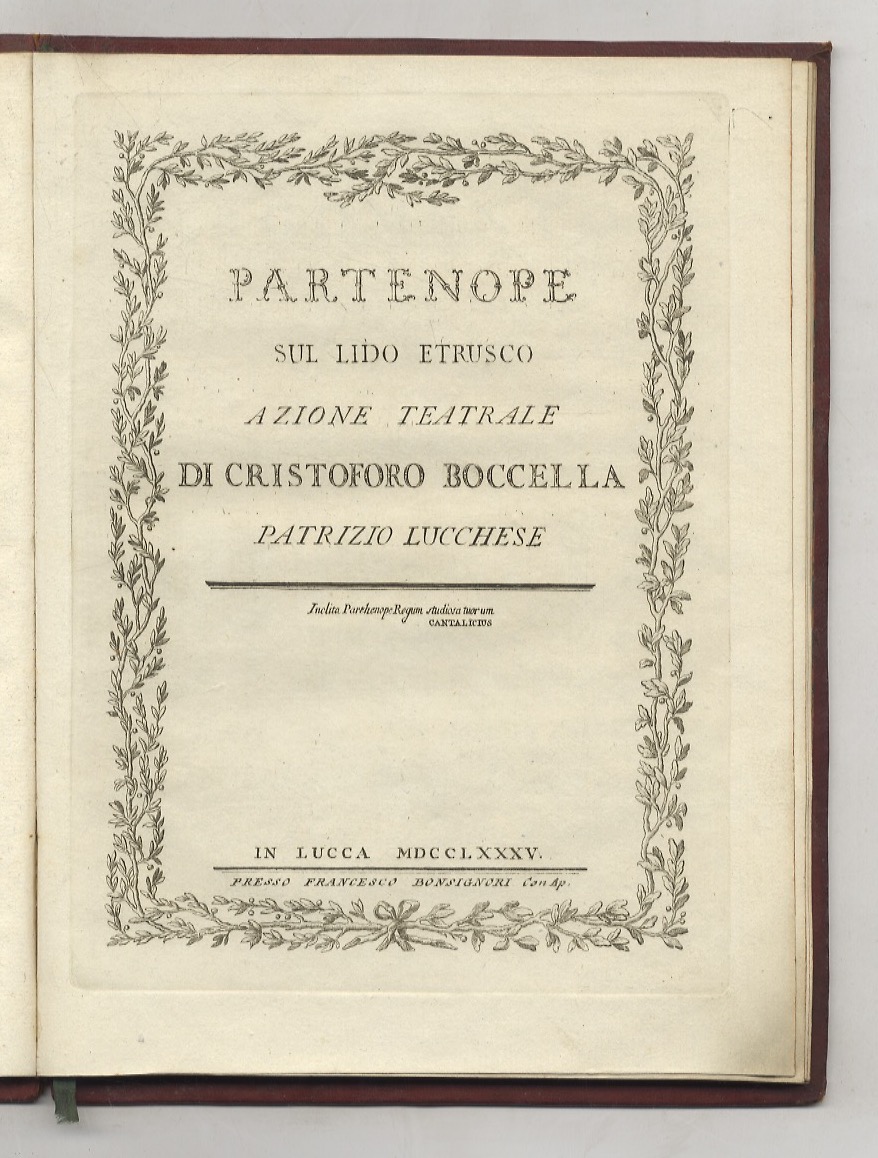Partenope sul lido etrusco. Azione teatrale di Cristoforo Boccella patrizio …