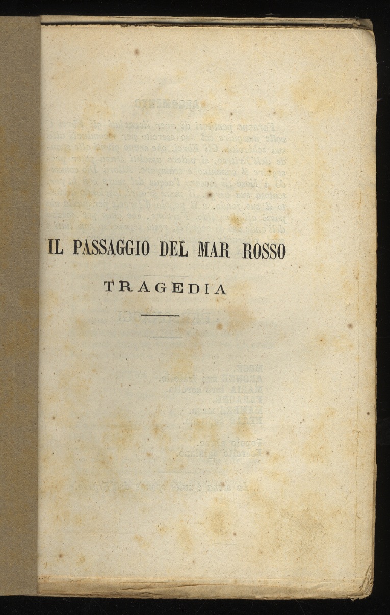Passaggio del Mar Rosso, tragedia. Giosuè, tragedia. Sansone, tragedia. Assalone, …