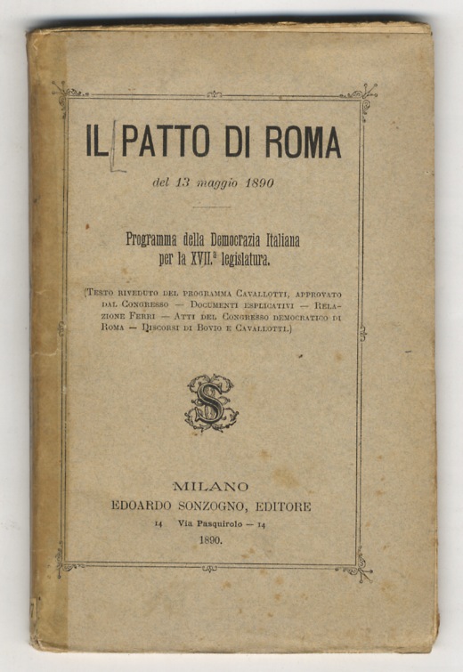 Patto (Il) di Roma del 13 maggio 1890. Programma della …