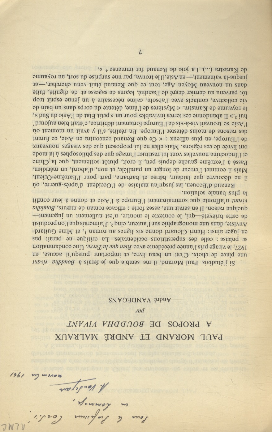 Paul Morand et André Malraux a propos de Bouddha vivant.