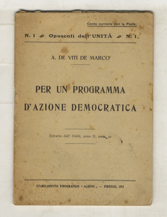 Per un programma d'azione democratica. Estratto dall'Unità, anno II, n. …