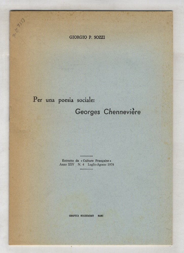 Per una poesia sociale: Georges Chennevière.