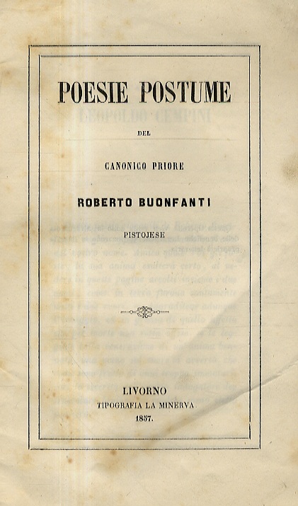 Poesie postume. (Canzone libera - Il conte al caminetto Che …