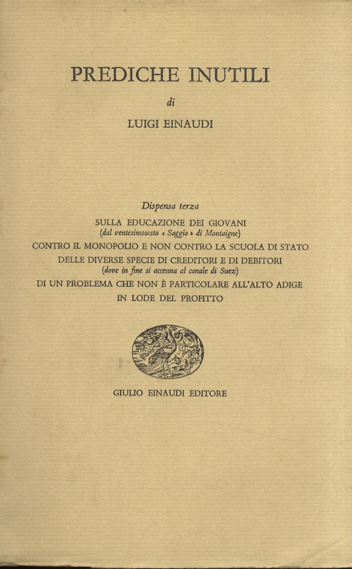 Prediche inutili. Dispensa terza. Sulla educazione dei giovani (del ventesimosesto …