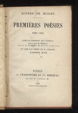 Premières poésies. 1819-1835. Avec un portrait de l'auteur gravè par …
