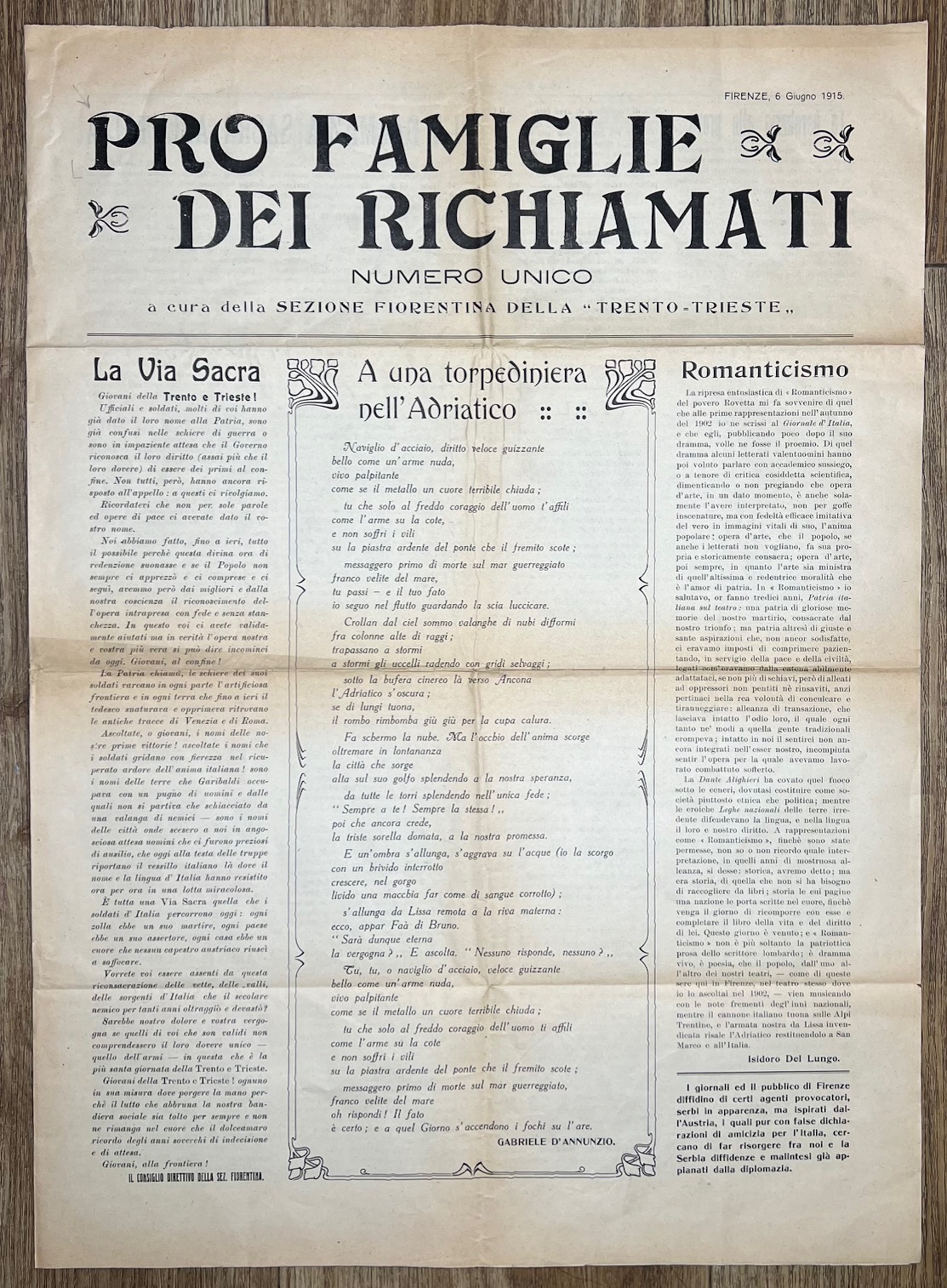 PRO famiglie dei richiamati. Numero unico. A cura della sezione …